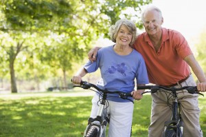 Senior couple on cycle ride